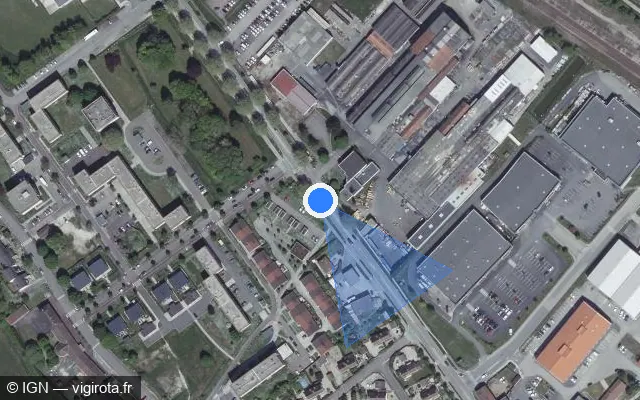 Vue satellite de l'emplacement du radar tourelle à Bar-sur-Aube