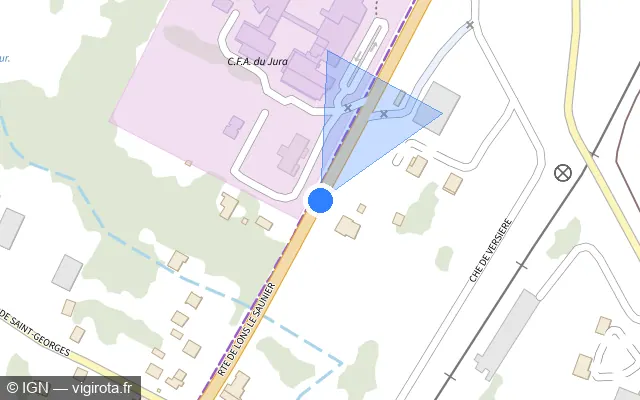 Vue plan de l'emplacement du radar tourelle à Gevingey