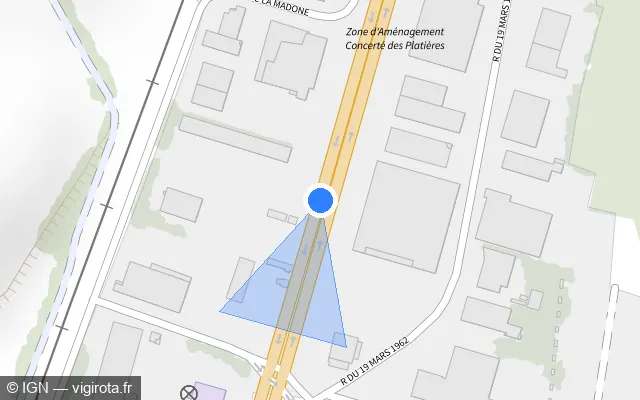 Vue plan de l'emplacement du radar tourelle à Sancé
