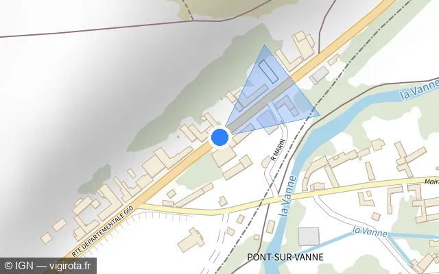 Vue plan de l'emplacement du radar tourelle à Pont-sur-Vanne