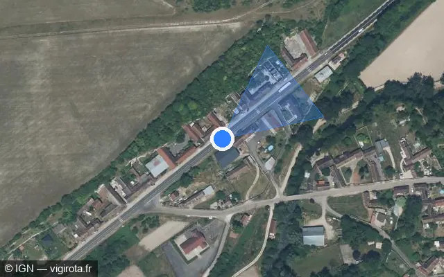 Vue satellite de l'emplacement du radar tourelle à Pont-sur-Vanne