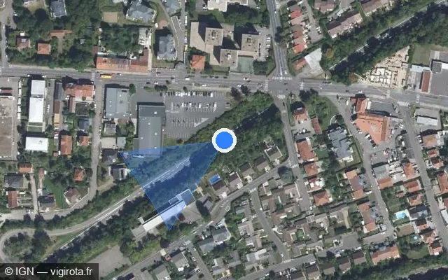 Vue satellite de l'emplacement du radar tourelle à Vantoux