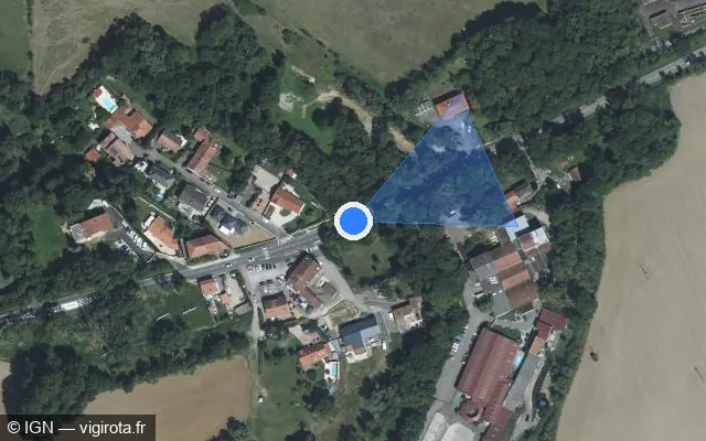 Vue satellite de l'emplacement du radar tourelle à Nouilly
