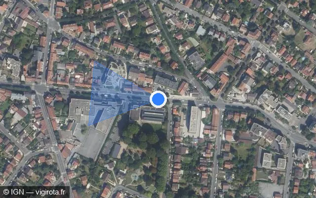 Vue satellite de l'emplacement du radar tourelle à Villemomble