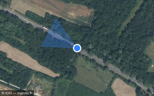 Vue satellite de l'emplacement du radar tourelle à Épineau-les-Voves