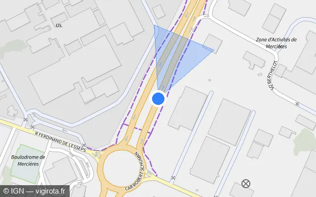 Vue plan de l'emplacement du radar tourelle à Jaux