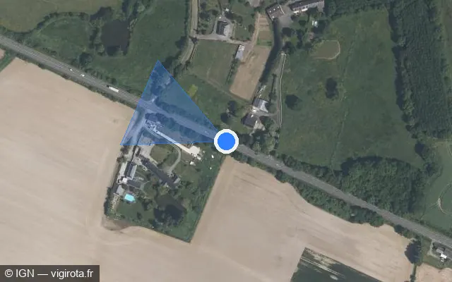 Vue satellite de l'emplacement du radar tourelle à Bécon-les-Granits