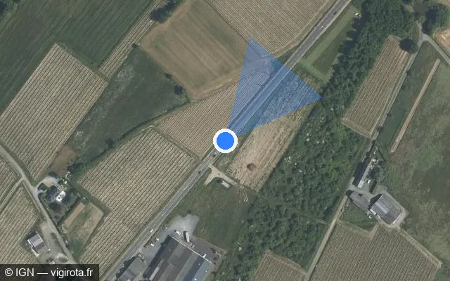 Vue satellite de l'emplacement du radar tourelle à Val-du-Layon