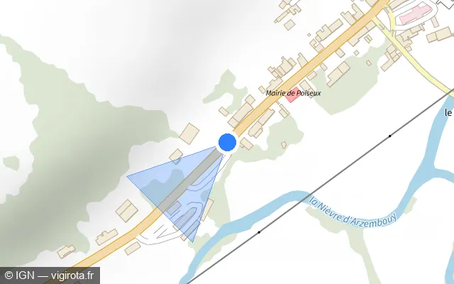 Vue plan de l'emplacement du radar tourelle à Poiseux