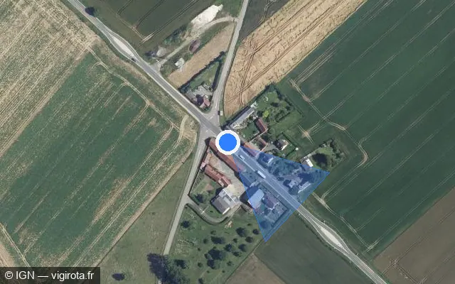 Vue satellite de l'emplacement du radar tourelle à Margny-aux-Cerises