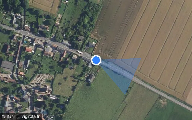 Vue satellite de l'emplacement du radar tourelle à Bonnières