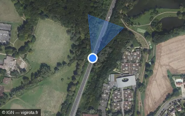 Vue satellite de l'emplacement du radar tourelle à Tigery