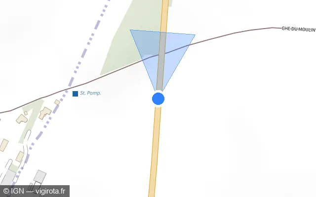 Vue plan de l'emplacement du radar tourelle à Asnières-lès-Dijon