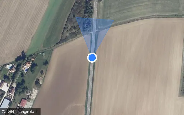 Vue satellite de l'emplacement du radar tourelle à Asnières-lès-Dijon