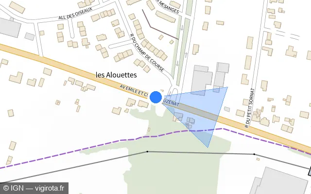 Vue plan de l'emplacement du radar tourelle à Bourbon-Lancy