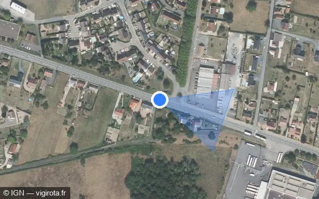 Vue satellite de l'emplacement du radar tourelle à Bourbon-Lancy