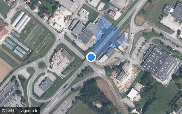 Vue satellite de l'emplacement du radar tourelle à Choisey