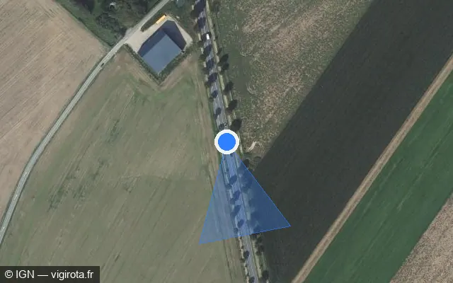 Vue satellite de l'emplacement du radar tourelle à Estréelles