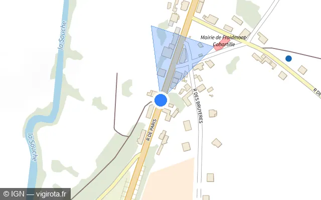 Vue plan de l'emplacement du radar tourelle à Froidmont-Cohartille