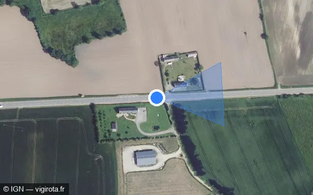Vue satellite de l'emplacement du radar tourelle à Valdallière