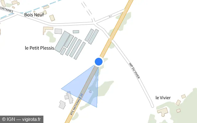 Vue plan de l'emplacement du radar tourelle à Huisseau-en-Beauce