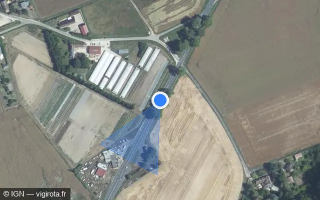 Vue satellite de l'emplacement du radar tourelle à Huisseau-en-Beauce