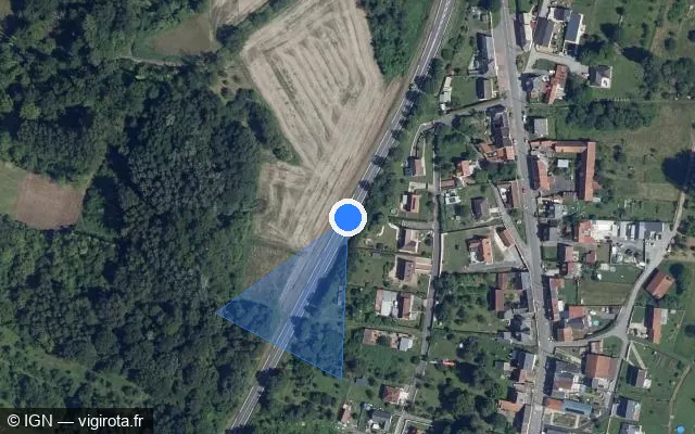 Vue satellite de l'emplacement du radar tourelle à Festieux