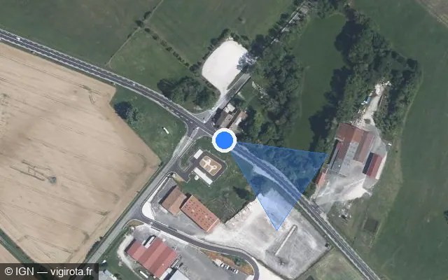 Vue satellite de l'emplacement du radar tourelle à Pierremont-sur-Amance