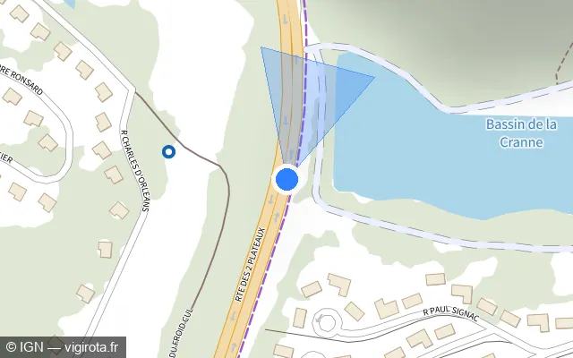 Vue plan de l'emplacement du radar tourelle à Plaisir