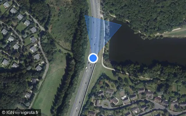 Vue satellite de l'emplacement du radar tourelle à Plaisir