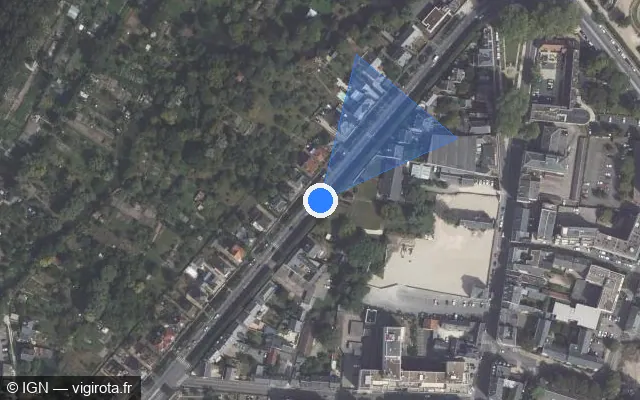 Vue satellite de l'emplacement du radar tourelle à Bourges