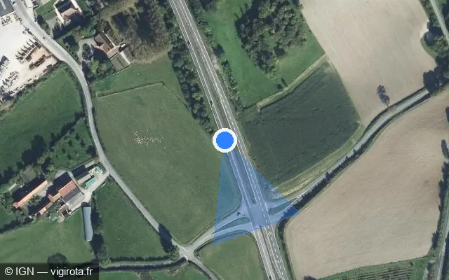 Vue satellite de l'emplacement du radar tourelle à Longueville