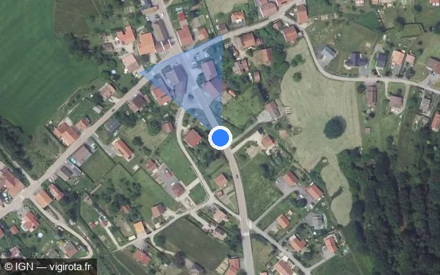 Vue satellite de l'emplacement du radar tourelle à Jussarupt