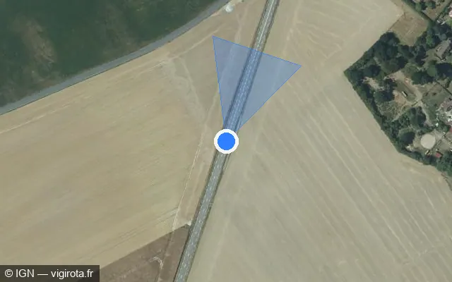 Vue satellite de l'emplacement du radar tourelle à Le Plessis-Grohan