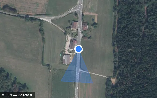 Vue satellite de l'emplacement du radar tourelle à Alièze