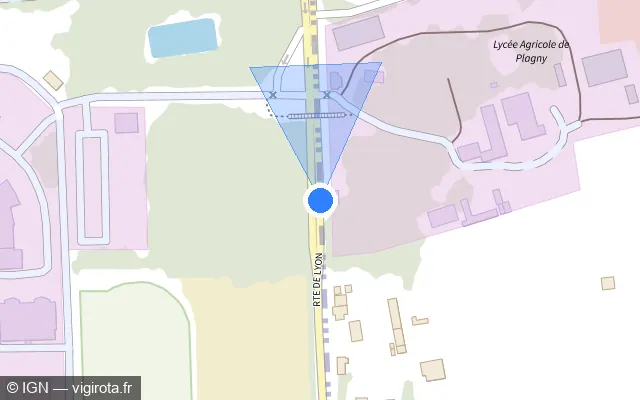 Vue plan de l'emplacement du radar tourelle à Challuy