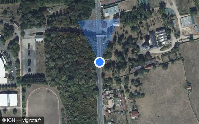 Vue satellite de l'emplacement du radar tourelle à Challuy