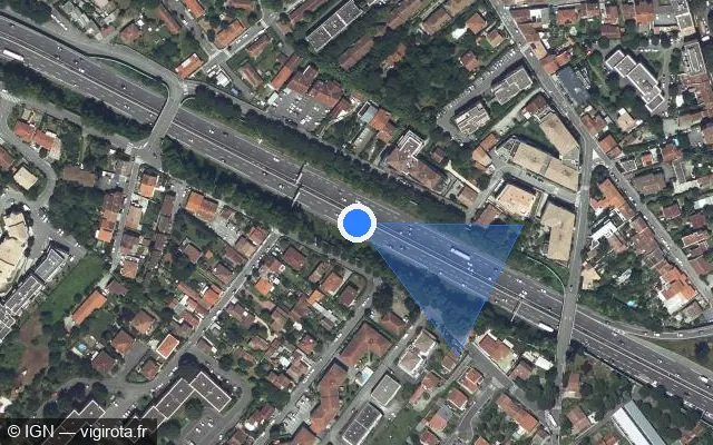 Vue satellite de l'emplacement du radar fixe à Toulouse