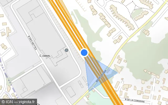Vue plan de l'emplacement du radar fixe à Hérouville-Saint-Clair