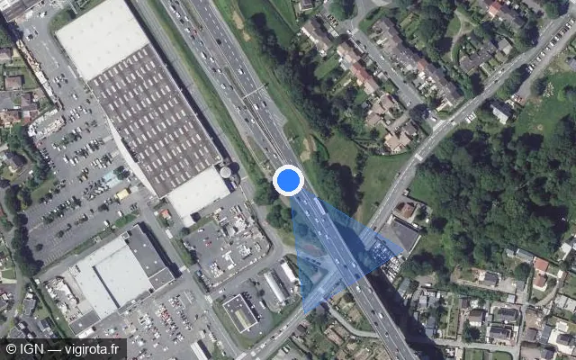 Vue satellite de l'emplacement du radar fixe à Hérouville-Saint-Clair