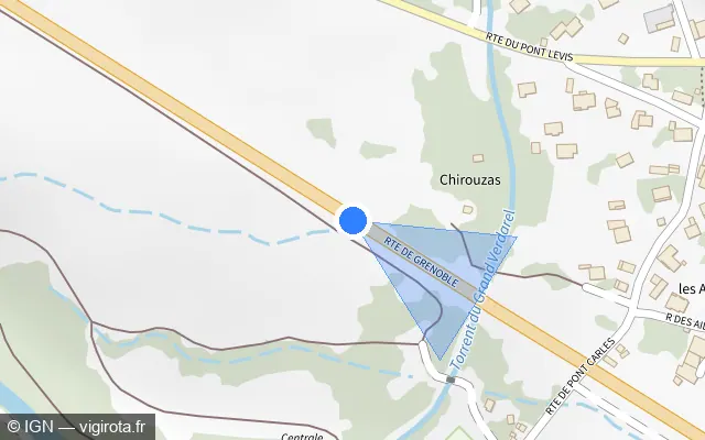 Vue plan de l'emplacement du radar fixe à Saint-Chaffrey