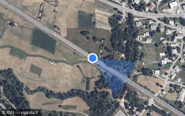 Vue satellite de l'emplacement du radar fixe à Saint-Chaffrey