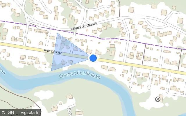 Vue plan de l'emplacement du radar tourelle à Mimizan