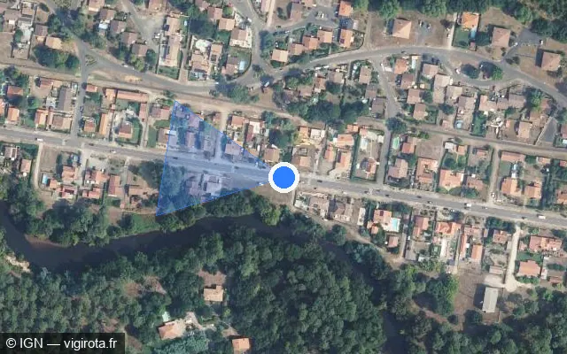 Vue satellite de l'emplacement du radar tourelle à Mimizan
