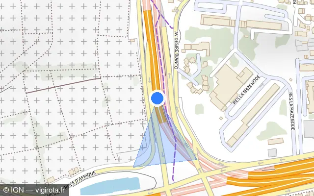 Vue plan de l'emplacement du radar tourelle à Marseille