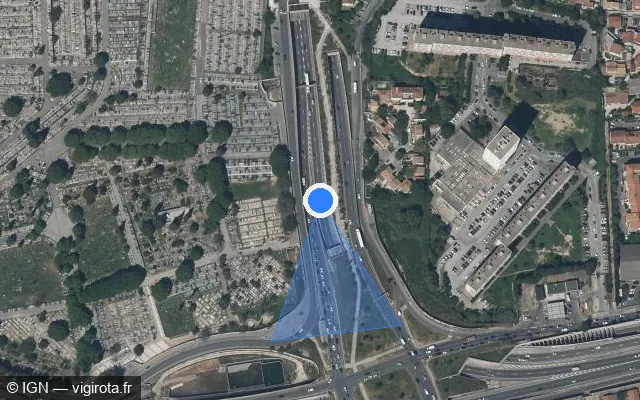 Vue satellite de l'emplacement du radar tourelle à Marseille