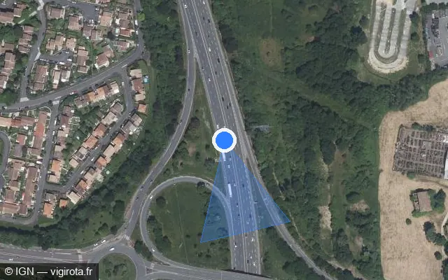 Vue satellite de l'emplacement du radar tourelle à Artigues-près-Bordeaux