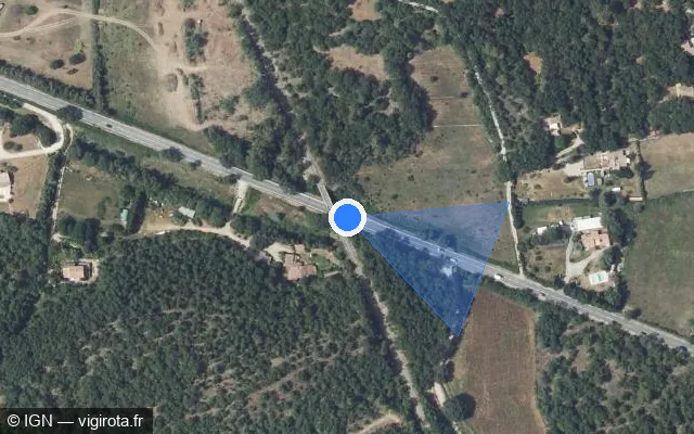 Vue satellite de l'emplacement du radar tourelle à Tourves