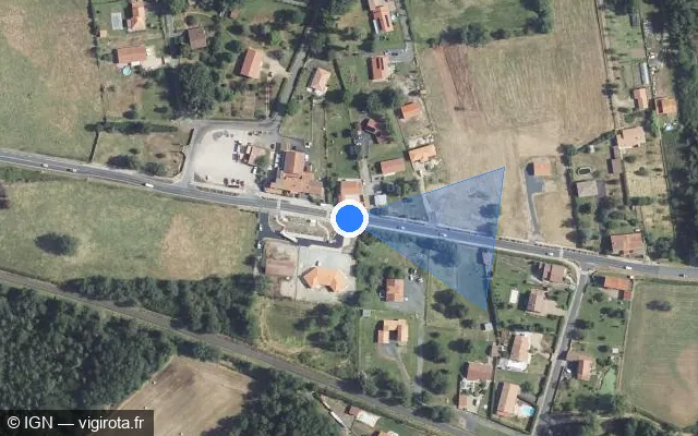 Vue satellite de l'emplacement du radar tourelle à Saint-Jean-d'Heurs
