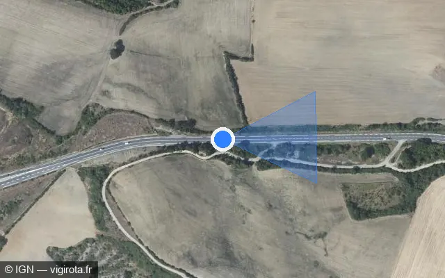 Vue satellite de l'emplacement du radar tourelle à Comprégnac